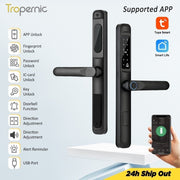 [Doorbell Function] 5 In 1 Tuya Smart Door Lock Waterproof Fingerprint Sliding Door Lock Zinc Alloy Electronic Lock Digital Password Lock For Aluminum Door