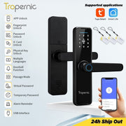 Tuya WiFi Smart Door Lock APP Remote Unlocking Fingerprint Lock Digital Password Key IC Card Unlocking