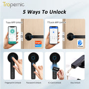[No Drill] Tuya/TTLOCK Bluetooth Smart Door Lock APP Remote Unlock 5 In 1 Fingerprint Password IC Card Unlock Digital Lock for Wooden Door