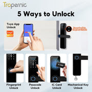 Tuya WiFi Smart Door Lock APP Remote Unlocking Fingerprint Lock Digital Password Key IC Card Unlocking