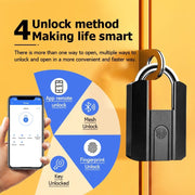 TTLOCK Smart Padlock IP67 Waterproof Fingerprint Padlock APP Remote Unlock USB Rechargeable Portable Outdoor Mini Anti-Theft Padlock With Key