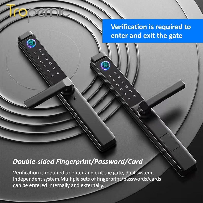 【Grill Door Lock】TTLOCK Smart Door Lock Double Side Fingerprint Digital Lock with Doorbell Outdoor Waterproof Electronic Lock Password/IC Card/Key Unlock