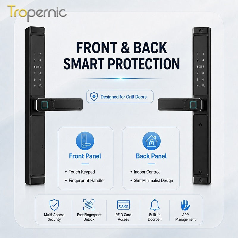【Grill Door Lock】TTLOCK Double Sided Smart lock Waterproof Double Side System Digital Lock with Doorbell Bluetooth Smart Grill Door Lock