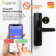 Tuya WiFi Smart Door Lock APP Remote Unlocking Fingerprint Lock Digital Password Key IC Card Unlocking