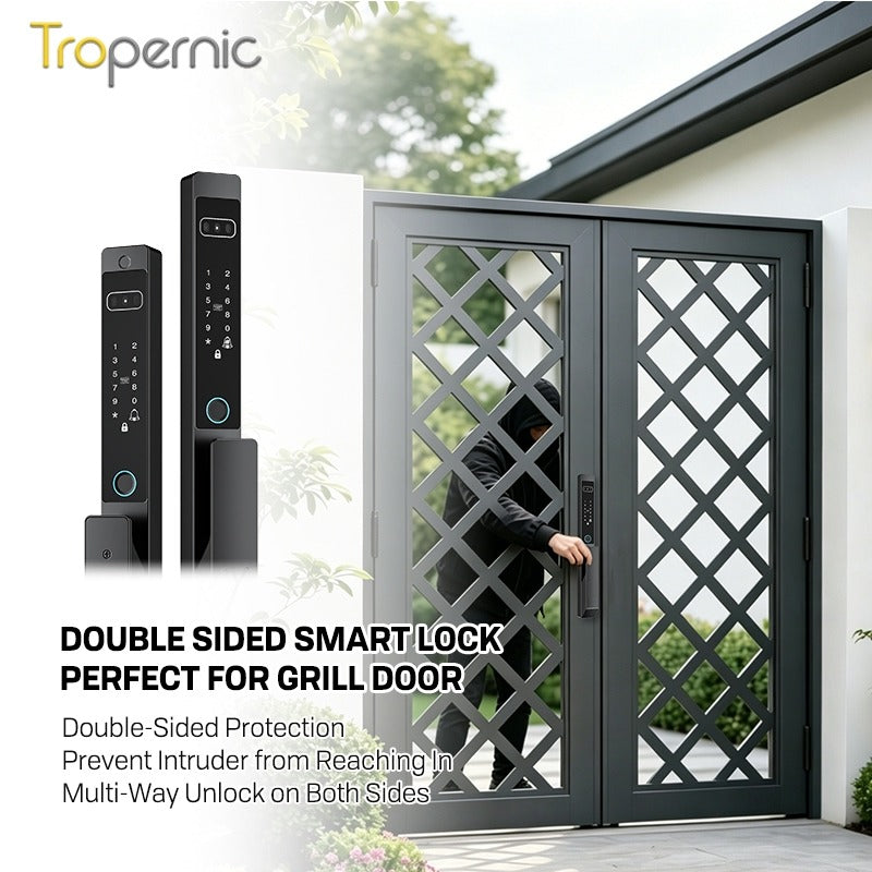 【Palm Vein Unlock】Tuya 7 in1 Fully Automatic Smart Digital Gate Lock 3D Face Unlock IP68 Waterproof Suitable for HDB Main Gate   Sliding Door
