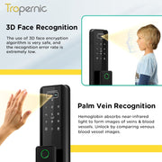 [Video Surveillance] Tuya Smart Door Lock 3D Face Palmprint Unlock Fully Automatic Digital Door Lock APP User Management Remote Unlock Fingerprint Tombol Pintu Rumah for Wooden Door