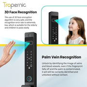 【Palm Vein Unlock】Tuya 7 in1 Fully Automatic Smart Digital Gate Lock 3D Face Unlock IP68 Waterproof Suitable for HDB Main Gate   Sliding Door