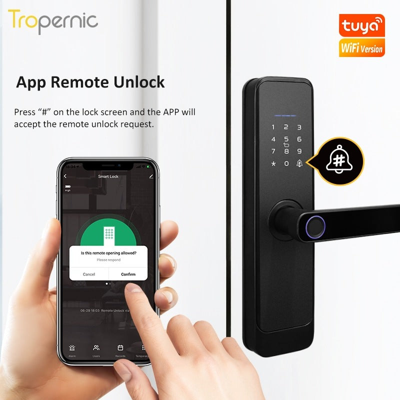 [Matte/Glossy] 5 In 1 Tuya Smart Door Lock with Doorbell  Password Digital Lock with Electronic Anti-Lock Fingreprint Kunci Pintu Rumah for Home