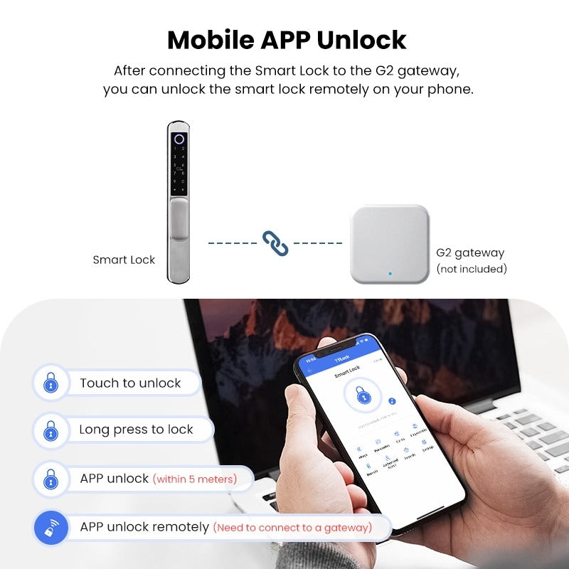 【Double Side Lock】TTLOCK Smart Grill Door Lock Double Sided Fingerprint Password Unlocking Digital Aluminum Door Lock
