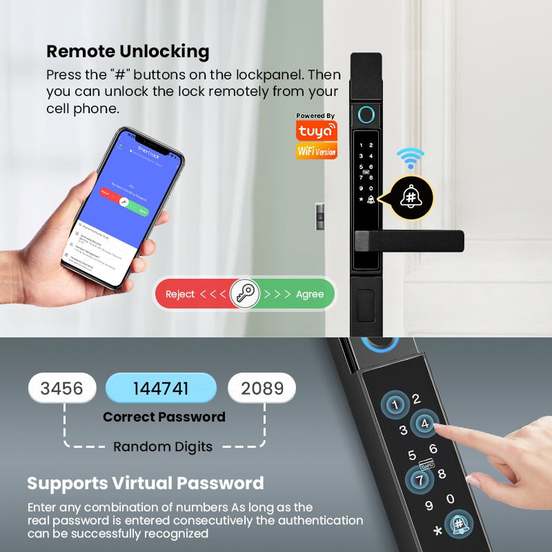 【Grill Door Smart Lock】Tuya Smart Door Lock Double Sided System Waterproof Digital Lock for Grill Door 5 In 1 Digital Lock with Doorbell Function for Sliding Door