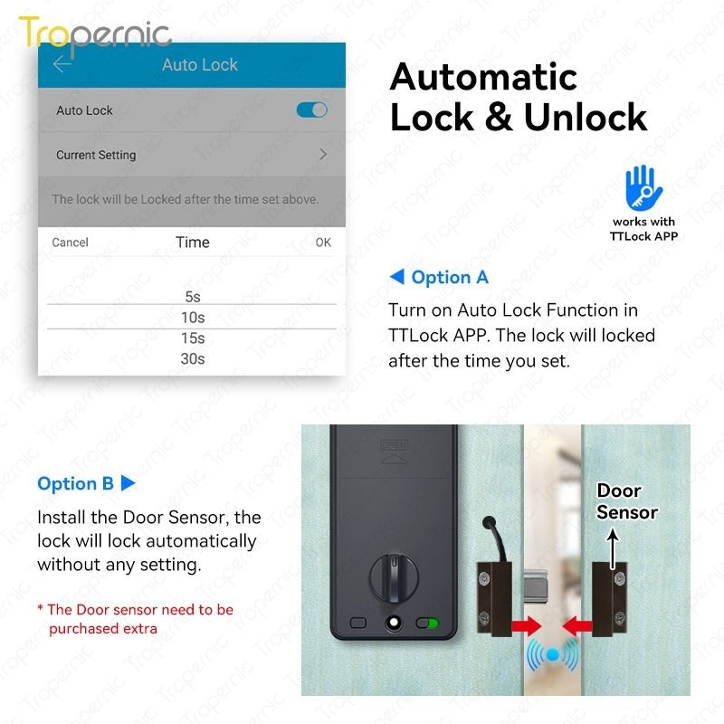[24h Ship Out] TTLOCK Fully Automatic Smart Lock Biometric Fingerprint Digital Door Lock with Sliding Cover Keyhole Password IC Card Key Unlock