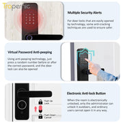 [Matte/Glossy] 5 In 1 Tuya Smart Door Lock with Doorbell  Password Digital Lock with Electronic Anti-Lock Fingreprint Kunci Pintu Rumah for Home