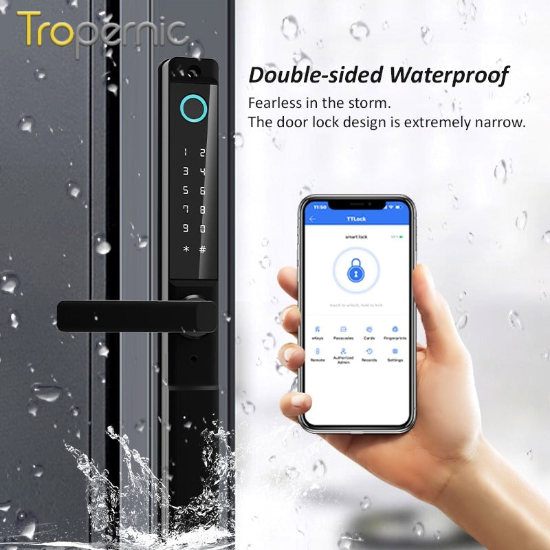 【Grill Door Lock】TTLOCK Smart Door Lock Double Side Fingerprint Digital Lock with Doorbell Outdoor Waterproof Electronic Lock Password/IC Card/Key Unlock