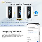 Tuya WiFi Smart Door Lock with Security Camera Fingerprint Sliding Door Lock with Electronic Anti Lock Button Security Password Digital Door Lock for Home