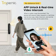 7 In 1 Tuya Smart Door Lock with HD Camera Video Surveillance APP Remote Unlock Fully Automatic Security Door Digital Lock Face Palm Print Unlock Kunci Pintu Rumah