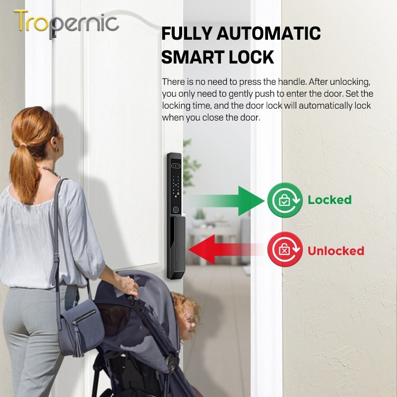 【Palm Vein Unlock】Tuya 7 in1 Fully Automatic Smart Digital Gate Lock 3D Face Unlock IP68 Waterproof Suitable for HDB Main Gate   Sliding Door