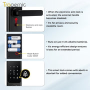 TTLOCK Smart Door Lock with Doorbell APP Management Fingerprint Tombol Pintu Rumah Anti Theft Password Digital Lock Door Knob for Home Wooden Door