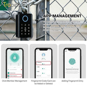 Heavy Duty Tuya BLE Smart Padlock with 10mm Shackle IP65 Waterproof 5 In 1 Fingerprint Padlock for Outdoor Warehouse APP Managed
