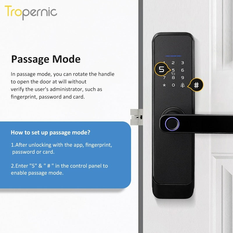 [Matte/Glossy] 5 In 1 Tuya Smart Door Lock with Doorbell  Password Digital Lock with Electronic Anti-Lock Fingreprint Kunci Pintu Rumah for Home