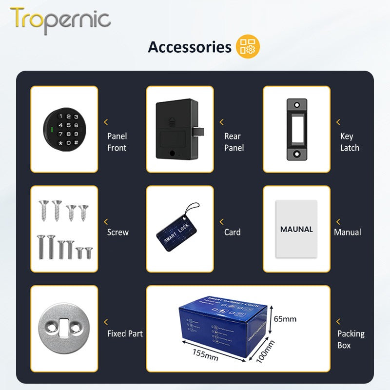 [Public Mode] 2 In 1 Smart Drawer Lock Password Cabinet Lock with IC Card Keyless Universal Cabinet Lock for Home Hotel Sauna Room