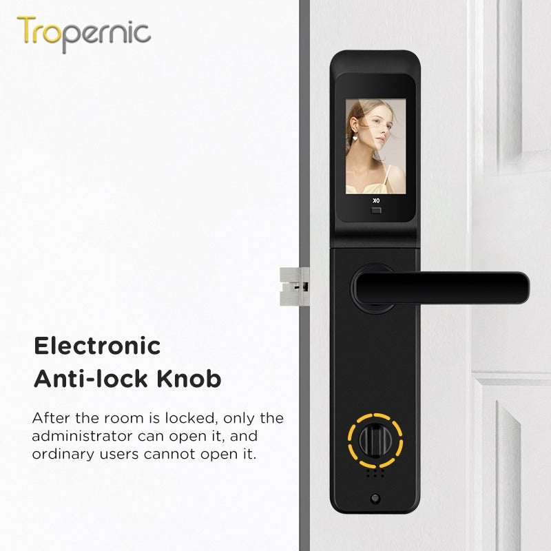[HD Display Screen] 5 In 1 Tuya Smart Door Lock With Security Camera Fingerprint Digital Lock with Doorbell Function Password Electronic Lock 6068 Security Door Lock