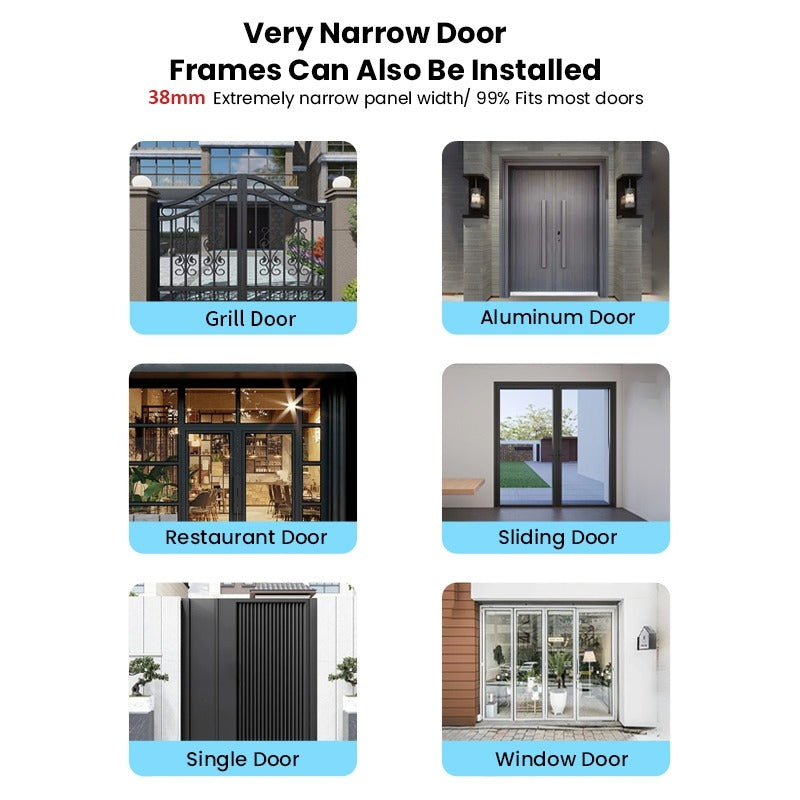 【Grill Door Smart Lock】Tuya Smart Door Lock Double Sided System Waterproof Digital Lock for Grill Door 5 In 1 Digital Lock with Doorbell Function for Sliding Door