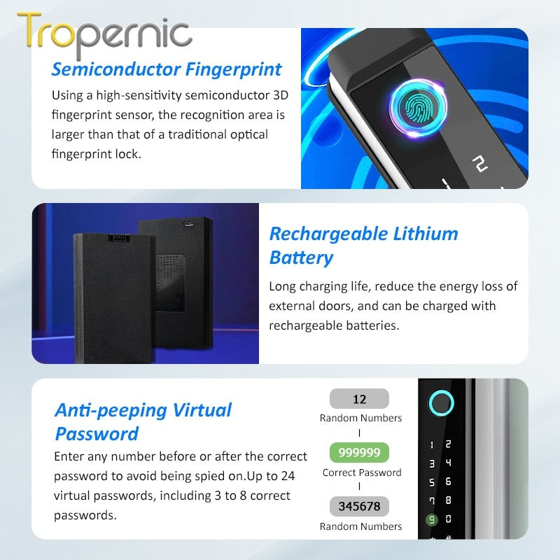 【Grill Door Lock】TTLOCK Smart Door Lock Double Side Fingerprint Digital Lock with Doorbell Outdoor Waterproof Electronic Lock Password/IC Card/Key Unlock