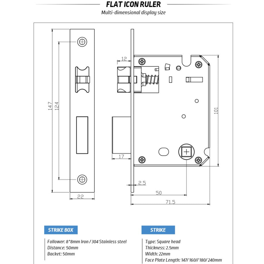 50/72/85 Series Wooden/Metal/Hotel/Glass Fingerprint Combination Electronic Induction Universal Mortise Door Lock