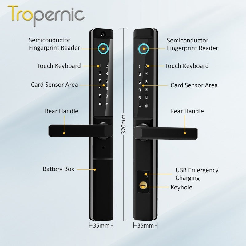 【Grill Door Lock】TTLOCK Smart Door Lock Double Side Fingerprint Digital Lock with Doorbell Outdoor Waterproof Electronic Lock Password/IC Card/Key Unlock