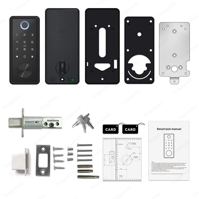 Tuya Smart Door Lock WiFi Remote Unlock Digital Password IC Card Biometric Fingerprint Unlock Fully Automatic Electric Deadbolt