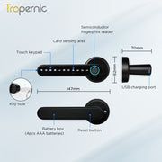 [No Drilling] 5 In 1 TTLOCK Digital Door Lock APP Remote Unlock Anti Theft Fingerprint Handle Password Smart Lock 60/70MM Single Latch For Bedroom Home Hotel