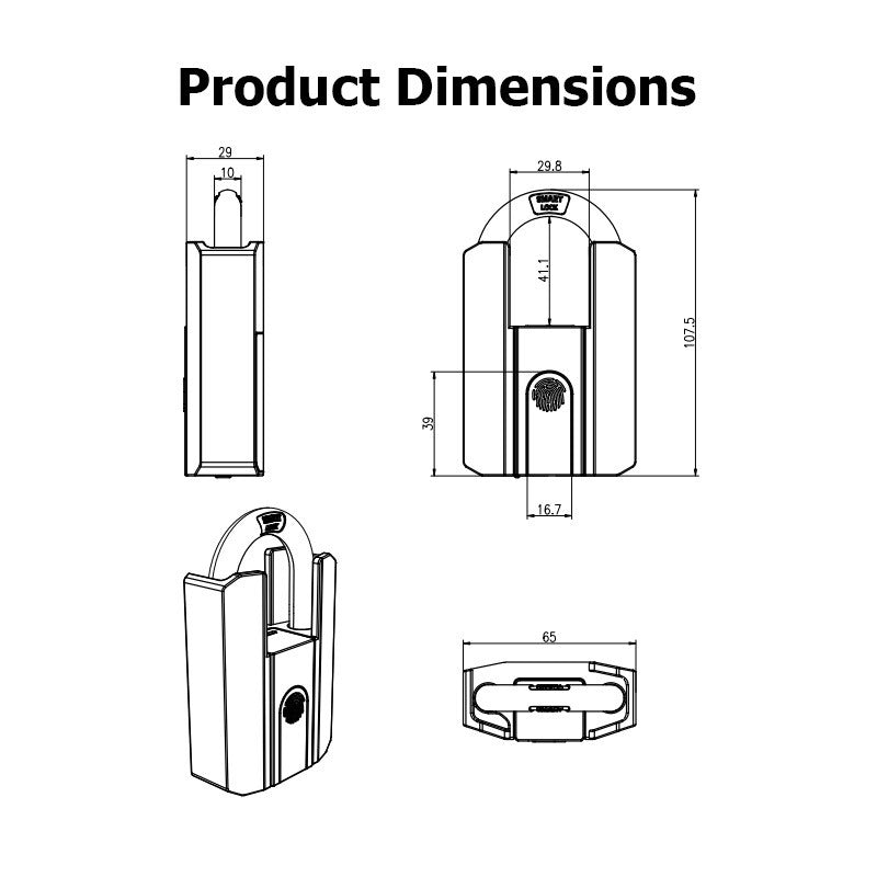 TTLOCK Smart Padlock IP67 Waterproof Fingerprint Padlock APP Remote Unlock USB Rechargeable Portable Outdoor Mini Anti-Theft Padlock With Key