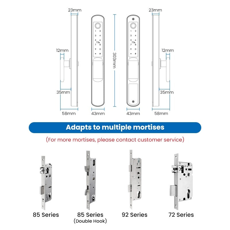 【Double Side Lock】TTLOCK Smart Grill Door Lock Double Sided Fingerprint Password Unlocking Digital Aluminum Door Lock