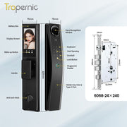6 In 1 Tuya Smart Door Lock 3D Face Recognition Video Intercom Fully Auto Lock Pintu Rumah with Mechanical Deadlock APP Remote Unlock for Main Door