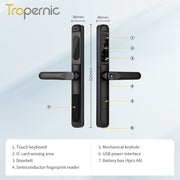 [Doorbell Function] 5 In 1 Tuya Smart Door Lock Waterproof Fingerprint Sliding Door Lock Zinc Alloy Electronic Lock Digital Password Lock For Aluminum Door