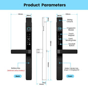 【Grill Door Smart Lock】Tuya Smart Door Lock Double Sided System Waterproof Digital Lock for Grill Door 5 In 1 Digital Lock with Doorbell Function for Sliding Door