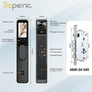 [Palmprint Unlock] 7 In 1 Tuya Smart Door Lock with Security Camera Video Surveillance 3D Facial Recognition Fully Automatic Digital Lock Intercom Security Door Lock