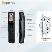[Video Surveillance] 7 In 1 Tuya Smart Door Lock with HD Security Camera Fully Automatic Safety Door Digital Lock with Intercom Function