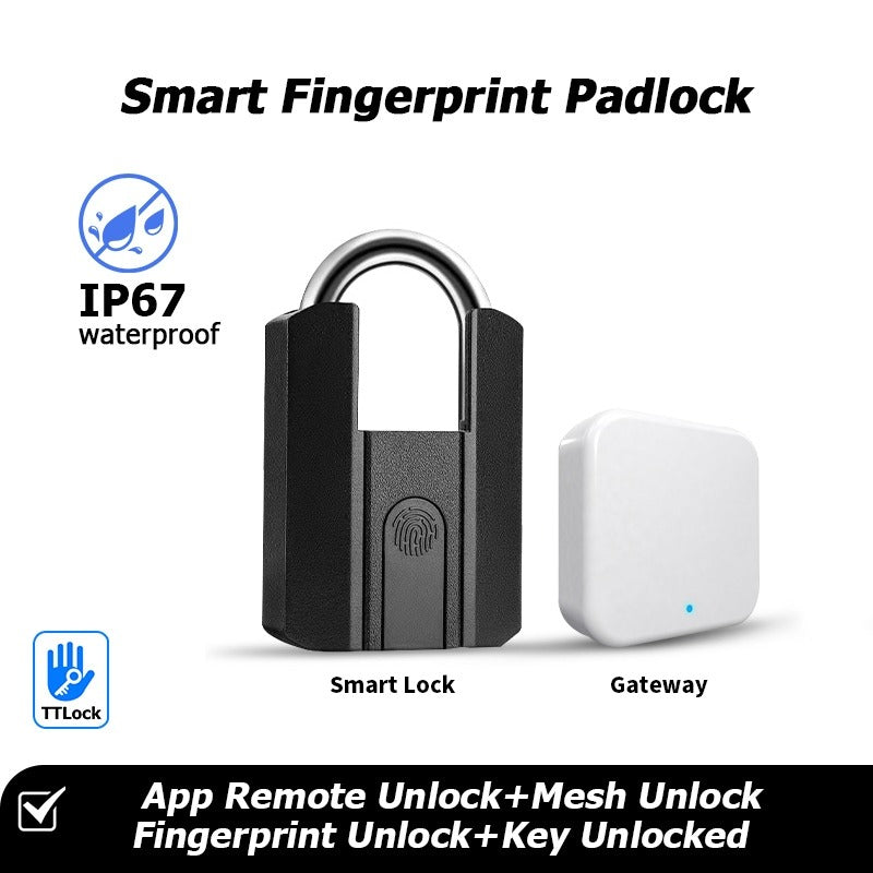 TTLOCK Smart Padlock IP67 Waterproof Fingerprint Padlock APP Remote Unlock USB Rechargeable Portable Outdoor Mini Anti-Theft Padlock With Key