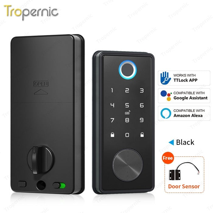[24h Ship Out] TTLOCK Fully Automatic Smart Lock Biometric Fingerprint Digital Door Lock with Sliding Cover Keyhole Password IC Card Key Unlock