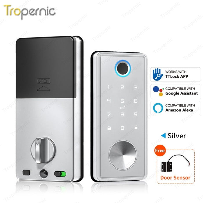[24h Ship Out] TTLOCK Fully Automatic Smart Lock Biometric Fingerprint Digital Door Lock with Sliding Cover Keyhole Password IC Card Key Unlock