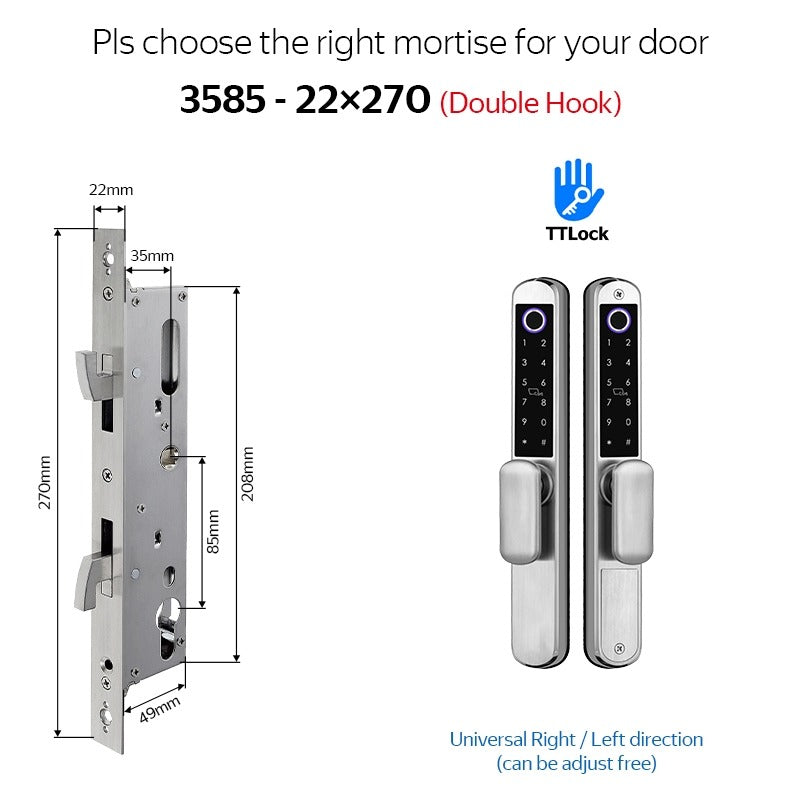 【Double Side Lock】TTLOCK Smart Grill Door Lock Double Sided Fingerprint Password Unlocking Digital Aluminum Door Lock