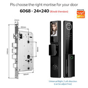[New Arrival] 7 In 1 Tuya Smart Door Lock with Video Surveillance APP Remote Unlock Fully Automatic Fingerprint Digital Lock 3D Face Palm Unlock 6068 Security Door Lock