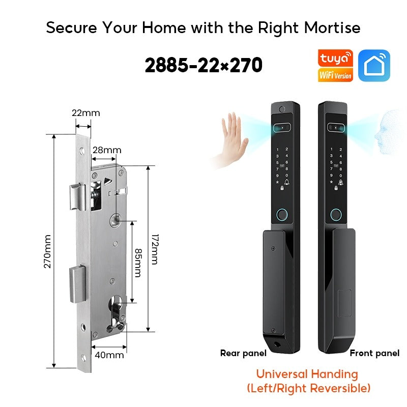 【Palm Vein Unlock】Tuya 7 in1 Fully Automatic Smart Digital Gate Lock 3D Face Unlock IP68 Waterproof Suitable for HDB Main Gate   Sliding Door