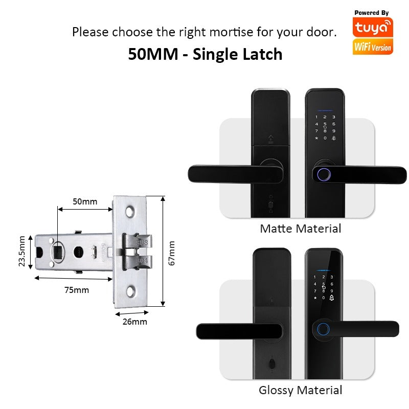 [Matte/Glossy] 5 In 1 Tuya Smart Door Lock with Doorbell  Password Digital Lock with Electronic Anti-Lock Fingreprint Kunci Pintu Rumah for Home
