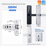 Tuya WiFi Smart Door Lock APP Remote Unlocking Fingerprint Lock Digital Password Key IC Card Unlocking