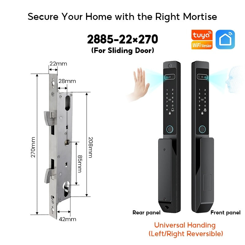 【Palm Vein Unlock】Tuya 7 in1 Fully Automatic Smart Digital Gate Lock 3D Face Unlock IP68 Waterproof Suitable for HDB Main Gate   Sliding Door