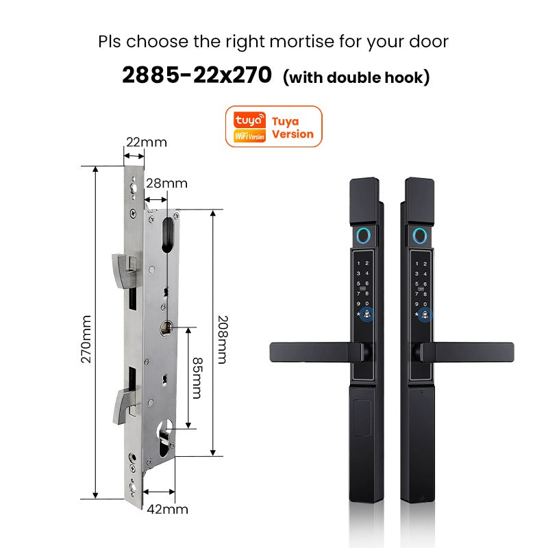 【Grill Door Smart Lock】Tuya Smart Door Lock Double Sided System Waterproof Digital Lock for Grill Door 5 In 1 Digital Lock with Doorbell Function for Sliding Door