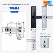 Tuya WiFi Smart Door Lock APP Remote Unlocking Fingerprint Lock Digital Password Key IC Card Unlocking