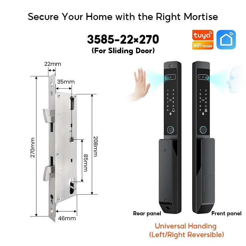 【Palm Vein Unlock】Tuya 7 in1 Fully Automatic Smart Digital Gate Lock 3D Face Unlock IP68 Waterproof Suitable for HDB Main Gate   Sliding Door
